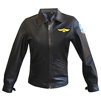 SpazeUp Womens Kelly Mcgillis Charlie Black Leather Jacket - Women Pilot Jacket