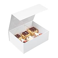 Restaurantware 10.5 x 8 x 4 Inch Magnetic Gift Boxes 10 Sturdy Collapsible Gift Boxes - For Groomsman And Bridesmaid Proposals Built-In Lid White Paper Luxury Storage Boxes Food Safe Grease-Resistant