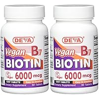 Vitamins Biotin 6000 mcg Tablets, 90Count (Pack of 2)