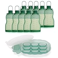 haakaa Silicone Nibble Freezer Tray&Breast Milk Storage Bag Set-Breast Milk Teething Popsicle Mold|Baby Fruit Food Feeder Teether Tray|Reusable Milk Collector Freezer Bag for Breastfeeding Mom