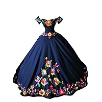 2024 Mexican Style Flower Embroidered Quinceanera Prom Dresses with Sleeve Off Shoulder Sweet 16 Party Dress