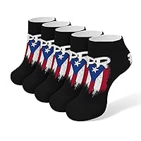 Puerto Rico PR Flag 5 Pairs Ankle Socks Low-Cut Athletic Running Socks for Men and Women