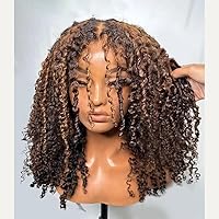 Highlight #4/27 Ombre Color Natural Hairline Edge Kinky Curly 13x6 Lace Frontal Human Hair Wig Curly Wave Short Bob Wigs 13x6 Lace Front Wigs Curly Baby Hair HD Lace Wig For Black Women 14 Inch
