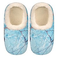 Blue Marble Women's Slippers, Marble Soft Cozy Plush Lined House Slipper Shoes Indoor Non-Slip Slippers for Girls Boys Teenager