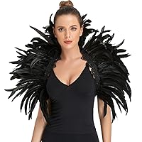 Women's Gothic Black Feather Maleficent Raven Swan Witch Costume for Halloween