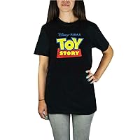Disney Pixar Toy Story Distressed Logo Women's Boyfriend Fit Black T-Shirt