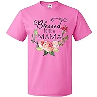 inktastic Blessed to Be a Mama with Pink Flowers T-Shirt