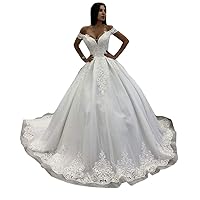 Melisa Plus Size Off The Shoulder Corset Princess Wedding Dresses with Train Lace up Sequins Bridal Ball Gowns
