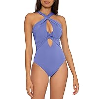 BECCA Women's Standard Color Code One Piece Swimsuit, High Neck, Bathing Suits