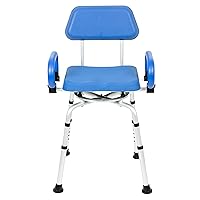 ILG-638 Swivel Pivoting Shower Chair for Bathtub and Shower with Padded Seat, Back and Arms, and Adjustable Height , Blue