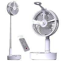 Collapsible Fan, Portable Folding Fan Rechargeable Foldaway Travel Fan with Night Light & Remote Control USB Battery Operated Standing Desk Fan for Home Office, Outdoor Camping