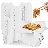 32Oz Chinese Take out Boxes- 50 Pack Greaseproof Takeout Food Containers for Hot Meals- Disposable and Recyclable Chinese Takeout Containers with Handle- Take Out Food Boxes for Restaurant