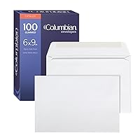 Columbian 6 x 9 Envelopes, 100/Box, No Window, 6 x 9 Inches, White, Gummed Closure (COLO915)