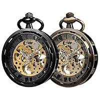 VIGOROSO Pocket Watch with Chain Hand Wind Mechanical Watches for Men, Gifts for Men & Women Pocket Watch for Men with Chain Skeleton Hand Wind Mechanical Watches for Mens, Mens Gifts Ideas