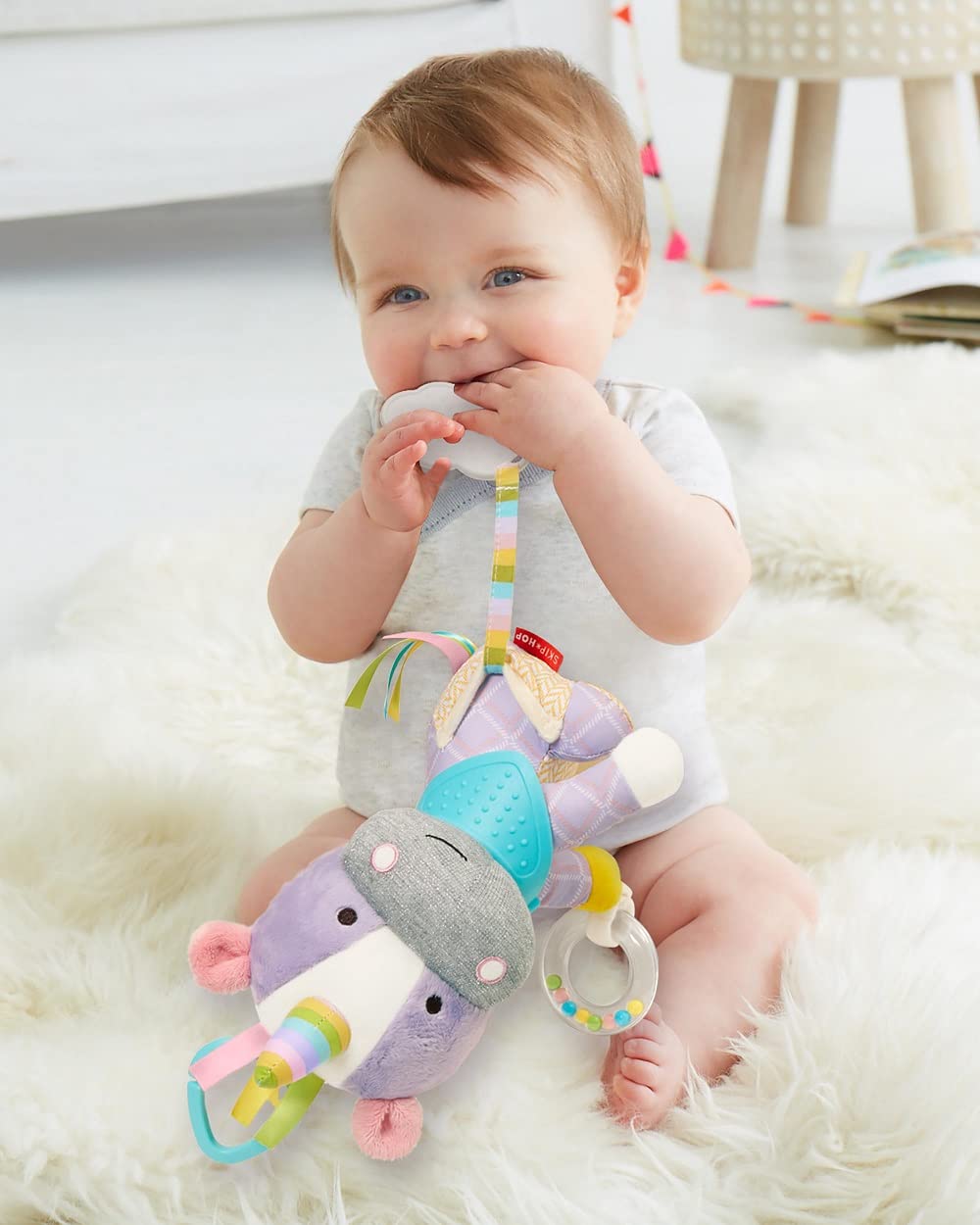 Skip Hop Bandana Buddies Baby Activity and Teething Toy with Multi-Sensory Rattle and Textures, Unicorn