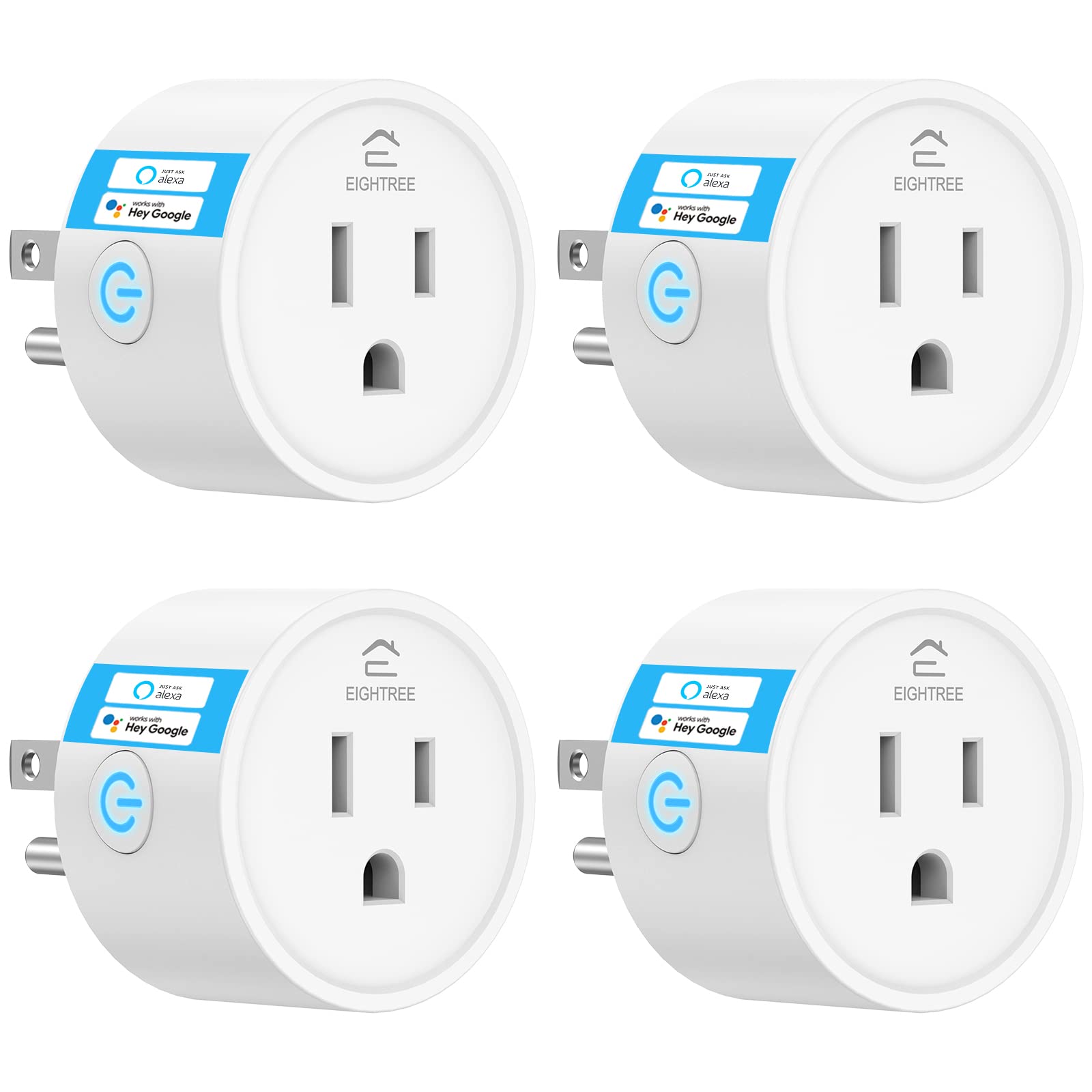 Smart Plug EIGHTREE, Alexa Smart Plugs That Work with Alexa and Google Home, Compatible with SmartThings, Smart Outlet with WiFi Remote Control and Timer Function, 2.4GHz Wi-Fi Only, 4Packs