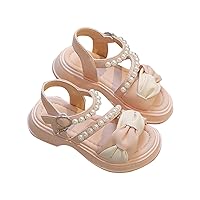 Girl Wedge Sandals Toddler Lightweight Casual Beach Shoes Children Comfort Bright Anti-slip Sticky Shoelace Shoes Sandals