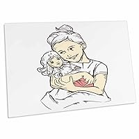 3dRose Sketch of a Female Person with Doll Play Princess Baby - Desk Pad Place Mats (dpd-320098-1)