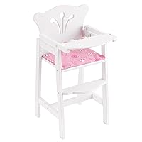 KidKraft Lil' Doll Wooden High Chair, Furniture for 18-Inch Dolls, with Fabric Seat Pad