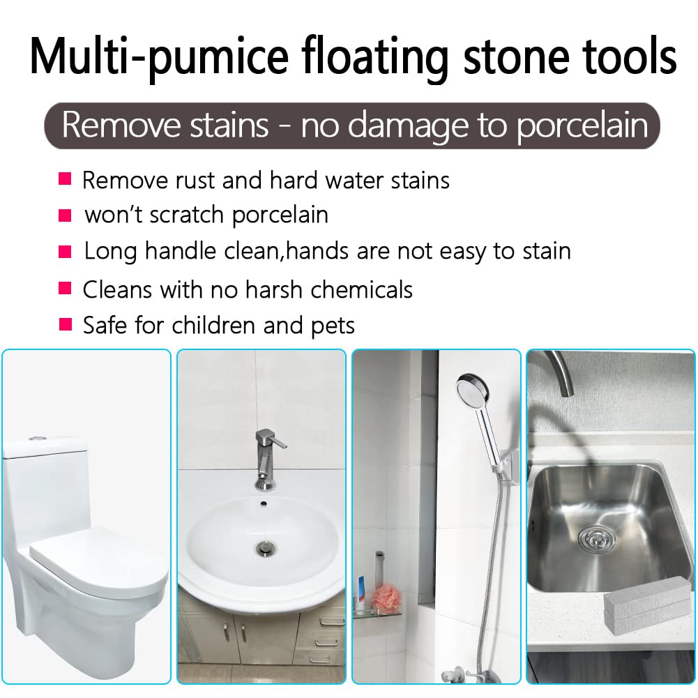 4TH Pumice Stone for Toilet Bowl Cleaning,Scouring Stick Powerfully Clean Away Limescale Stain,Hard Water Ring, Calcium Buildup,Iron&Rust. Remover for Tile/Bath-tub/Kitchen Sink/Grill - 6 Pack