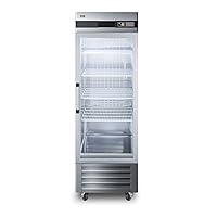 Summit Appliance SCR23SSG Commercial 23 Cu.Ft. Reach-In refrigerator in Complete Stainless Steel with Right Hand Door, Microprocessor Control Panel, Glass Door, LED Lighting and Lock