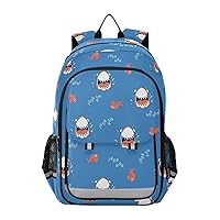 ALAZA Sahrk Fish Animal Blue Laptop Backpack Purse for Women Men Travel Bag Casual Daypack with Compartment & Multiple Pockets