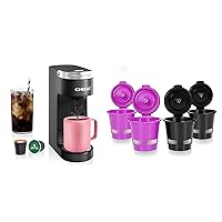 CHULUX Slim Single Serve Coffee Maker for K Cup Pods & Ground Coffee with 4-Pack Reusable Coffee Filter