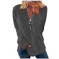 XHRBSI Womens Shirts Women's T-Shirt Blouse Fashion Casual Irregular V-Neck Solid Color Long-Sleeved Top
