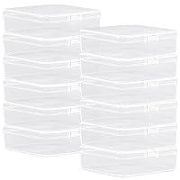 Rocutus 12 Pack Small Clear Plastic Storage Containers with Lids,Beads Storage Box with Hinged Lid for Beads,Earplugs,Pins, Small Items, Crafts, Jewelry, Hardware (4.9 x 4.9 x 1.4 Inches)
