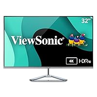 ViewSonic VX3276-4K-MHD 32 Inch Frameless 4K UHD Monitor with HDR10 HDMI and DisplayPort for Home and Office (Renewed)