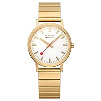 Mondaine - Classic A660.30314.16SBM - Mens and Womens Watch 36mm - Official Swiss Railways Wrist Watch Gold Steel Strap - 30m Water Resistant - Watches for Men and Women