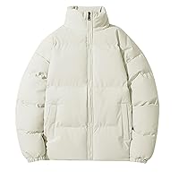 Mens Winter Jacket,Lightweight Winter Down Coats Quilted Stand Collar Puffer Jacket Fashion Zipper Fleece Jacket