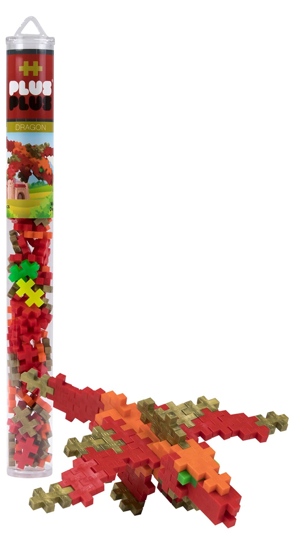 PLUS PLUS – Mini Maker Tube – Dragon – 70 Piece, Construction Building Stem | Steam Toy, Interlocking Mini Puzzle Blocks for Kids