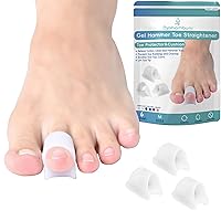 Hammer Toe Corrector - Toe Straighteners for Curled, Crooked, Bent, Claw Toe - Lifts Toe Tip - Hole Diameter 0.55 inches - White, Medium Size