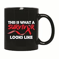 This is what a survivor look like Sickle Cell Anemia Red Ribbon awareness 11oz 15oz Black Coffee Mug