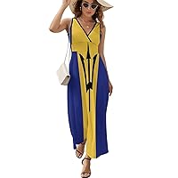 Sleeveless Dress Bahamas Flag Women's Summer Casual Loose Dress Long Dress Short Sleeve for Girls Fashion Skirts