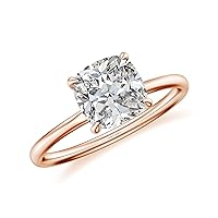 Natural Diamond Cushion Solitaire Ring for Women Girls in Sterling Silver / 14K Solid Gold/Platinum