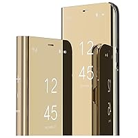 for Redmi Note 13 4G Case Mirror View Clear Leather Flip Case with Kickstand Luxury Design Shockproof Protective Phone Case for Redmi Note 13 4G Mirror:Golden QH