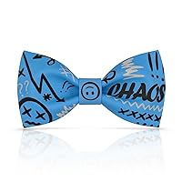 Fashion Series - Funny Blue Bow Tie for Men Designer Graffiti Chaos Patterned Bowtie in Doodle Style