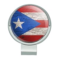 GRAPHICS & MORE Rustic Distressed Puerto Rico Flag Wood Look Golf Hat Clip with Magnetic Ball Marker