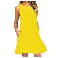 Summer Dresses for Women 2024 Sleeveless Beach Sundress Swimsuit Cover Ups Swing Casual Loose Solid Tank Shirt Dress