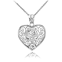 WHITE GOLD FILIGREE HEART