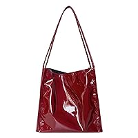 Female Large Capacity Ladies Shopping Bag Patent Leather Women Shoulder Bags Solid Color Tote Handbags