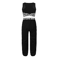 Kids Girls Athletic Leggings with Crop Tops 2 Pieces Wourkout Set Tracksuit Yoga Dance Gymnastics Activewear