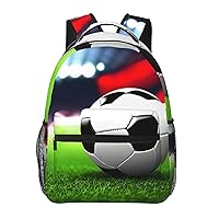 Soccer Sports Ball Print Laptop Backpack Stylish Bookbag College Daypack Travel Business Work Bag For Men Women