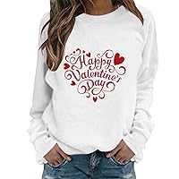 Happy Valentine's Day Sweatshirts for Womens Long Sleeve Funny Love Heart Printed Shirts Heart Graphic Blouse Tops