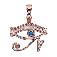 Little Treasures Eye of Horus 14 ct Gold Rose Gold Turquoise Pendant Necklace Necklace (Available Chain Length 16