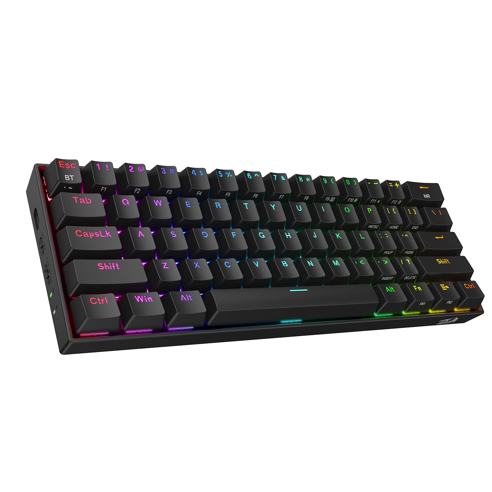 Redragon K530 Pro Draconic 60% Wireless RGB Mechanical Keyboard, Bluetooth/2.4Ghz/Wired 3-Mode 61 Keys Compact Gaming Keyboard w/Hot-Swap Socket, Free-Mod Plate Mounted PCB & Linear Red Switch