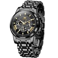 OLEVS Men's Chronograph Watch, Big Face Stainless Steel Watch for Men, Luxury Waterproof Date Analogue Quartz Men's Watch