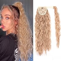 Corn Wavy Ponytailtail Hair Extensions Synthetic Hairpiece For 22